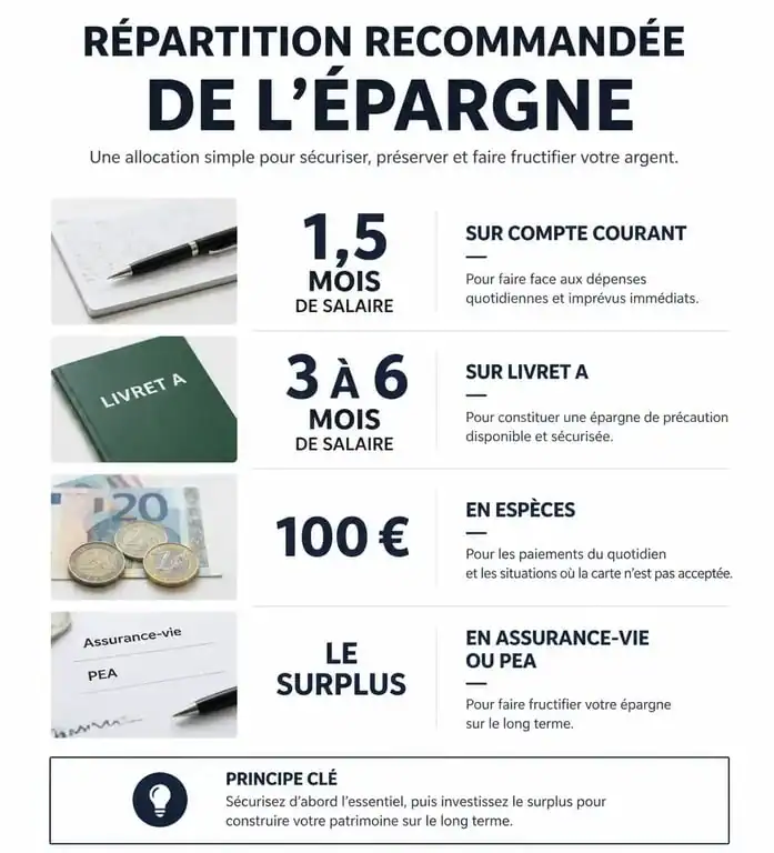 Répartition recommandée de l'épargne et des liquidités pour sécuriser son argent en 2025