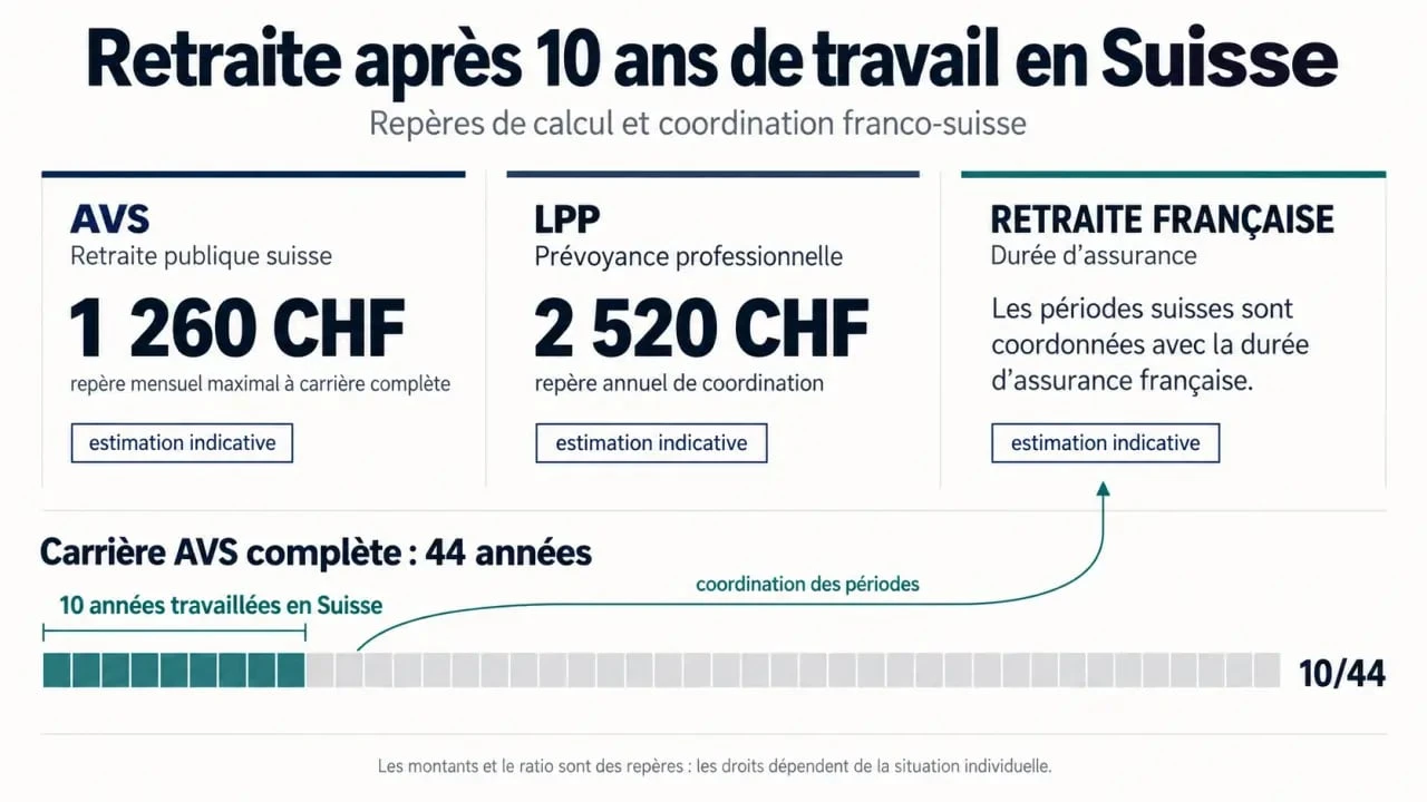 Retraite après 10 ans de travail en Suisse : schéma AVS LPP et coordination avec la France