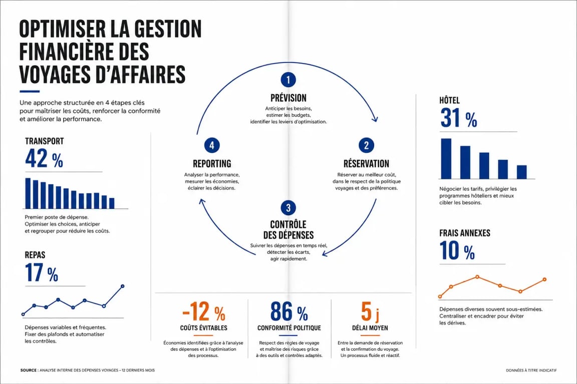 Optimiser la gestion financière de son entreprise en voyage d'affaires avec un schéma des dépenses et du reporting